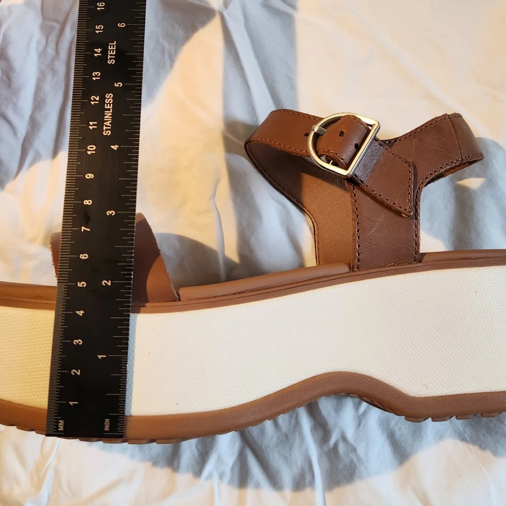 Sorel Brown and White Platform Sandals